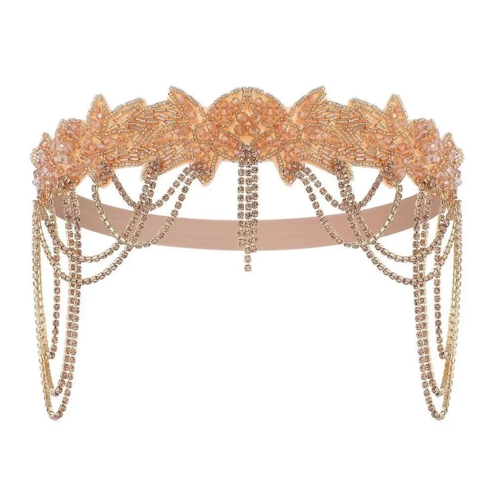 NWT 1920s Beaded Rhinestone Headband Flapper Gatsby